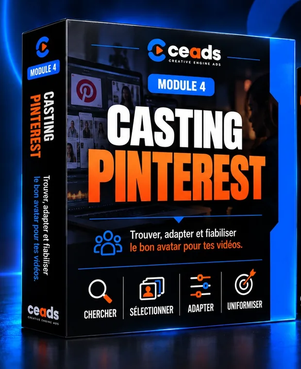 Mockup du module : Pinterest & personnage visuel