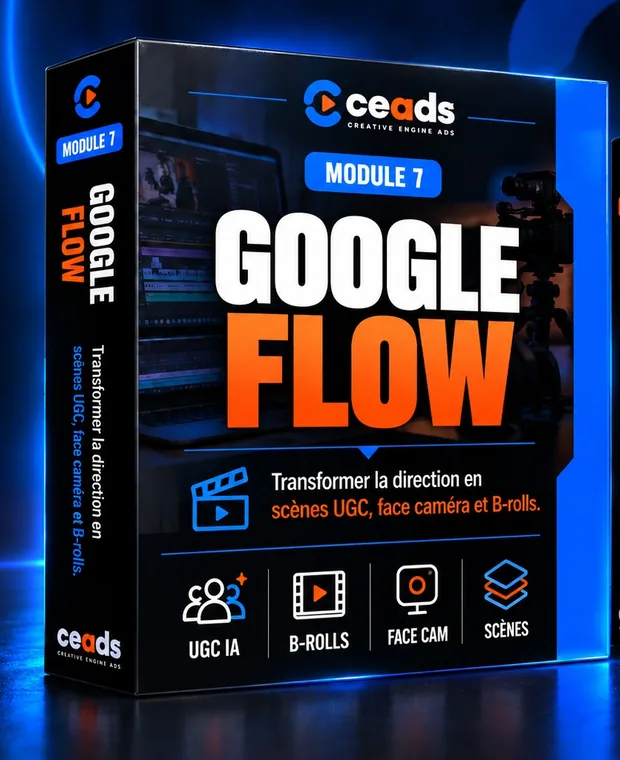 Mockup du module : Google Flow : UGC & personnages parlants